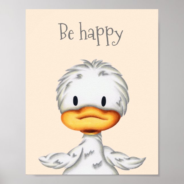 Be happy cute little duckling nursery  poster (Front)
