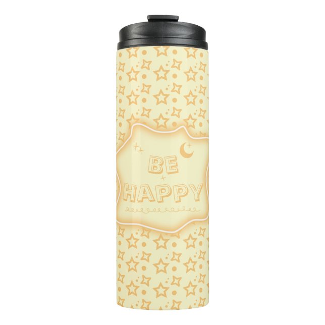 Be Happy Cute Little Stars Pattern Thermal Tumbler (Front)