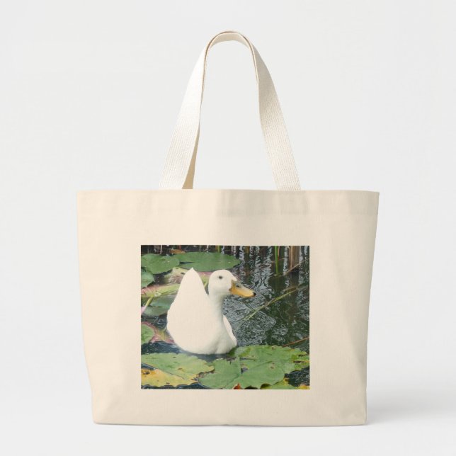 Be Happy Duck Large Tote Bag (Front)