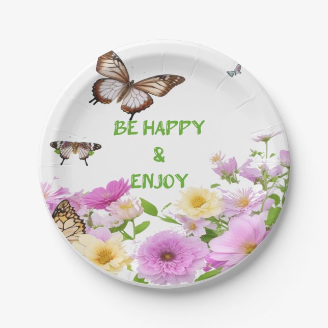 Be Happy & enjoy Paper Plate (Front)