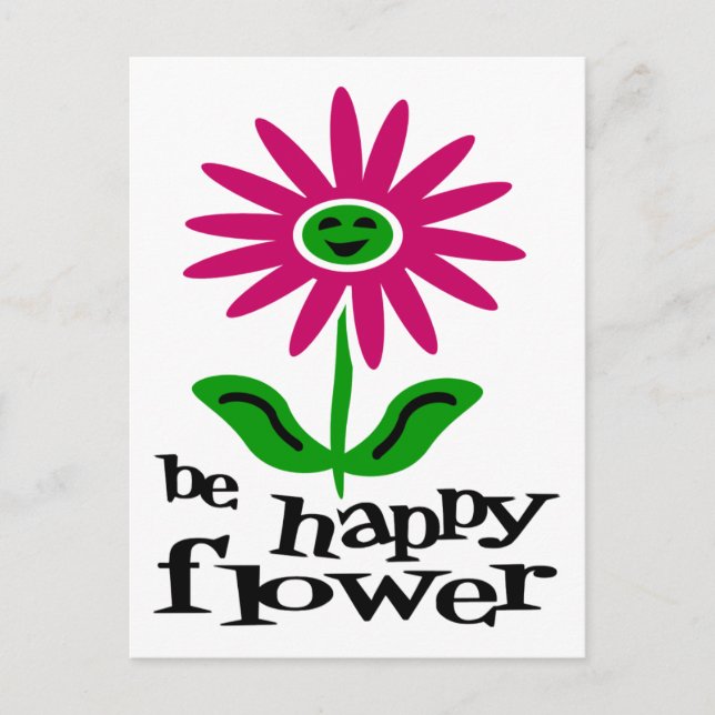 Be Happy Flower Postcard (Front)