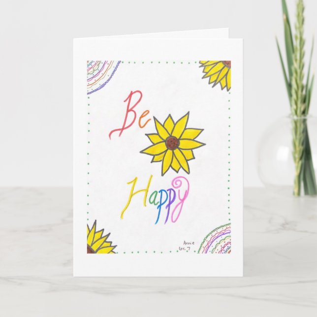 "Be Happy" Folded Greeting Card (Front)