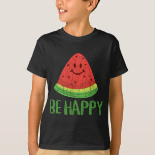 Be Happy Funny Watermelon Summer Fruit Graphic T-Shirt
