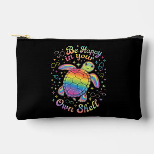 Be Happy In Your Own Shell Rainbow Turtle Autism Accessory Pouch