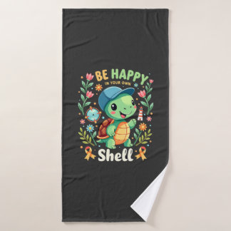Be Happy In Your Own Shell Turtle Autism Awareness Bath Towel