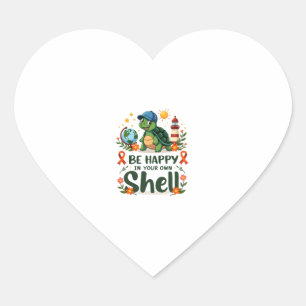 Be Happy In Your Own Shell Turtle Autism Awareness Heart Sticker