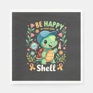 Be Happy In Your Own Shell Turtle Autism Awareness Napkin