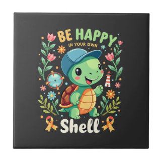 Be Happy In Your Own Shell Turtle Autism Awareness Tile