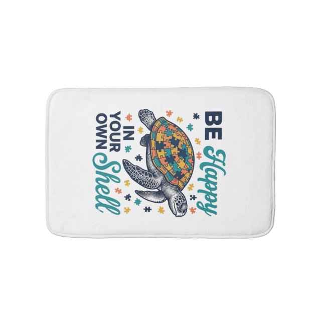 Be Happy In Your Own Shell Turtle Shirt Design_1 Bath Mat (Front)