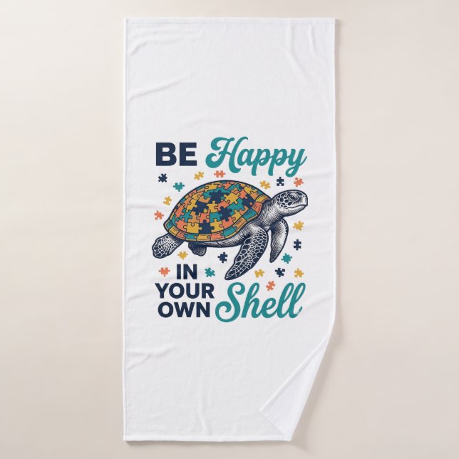 Be Happy In Your Own Shell Turtle Shirt Design_1 Bath Towel (Bath Towel)