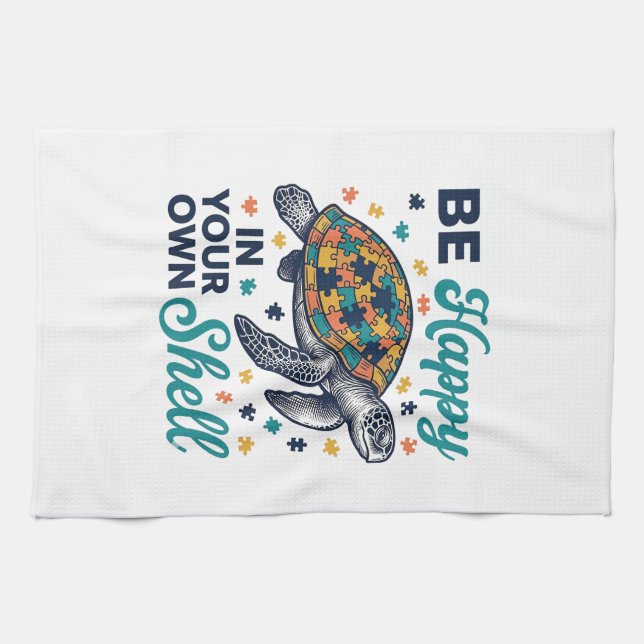 Be Happy In Your Own Shell Turtle Shirt Design_1 Kitchen Towel (Horizontal)