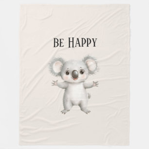 Be Happy Koala Bear Fleece Blanket