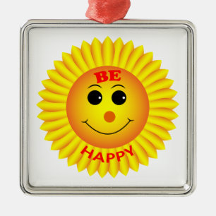 Be Happy Metal Ornament
