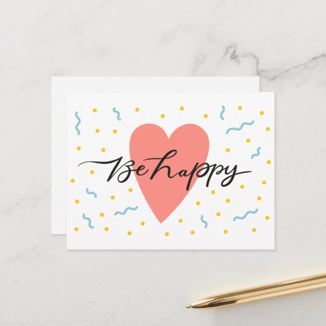 Be Happy - Motivational Postcard (Front/Back In Situ)