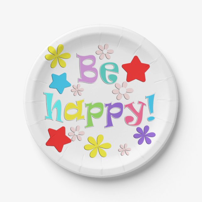 Be happy! paper plate (Front)