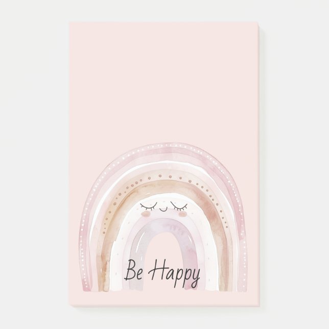 Be Happy Rainbow with Eyelashes Post-it Notes (Front)