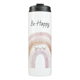 Be Happy Rainbow with Eyelashes Thermal Tumbler