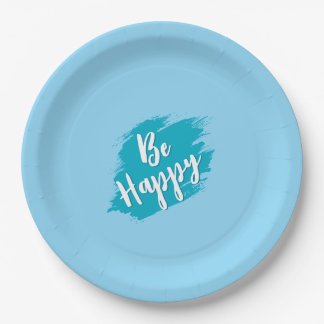 be happy text paper plate