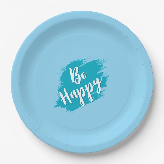 be happy text paper plate (Front)