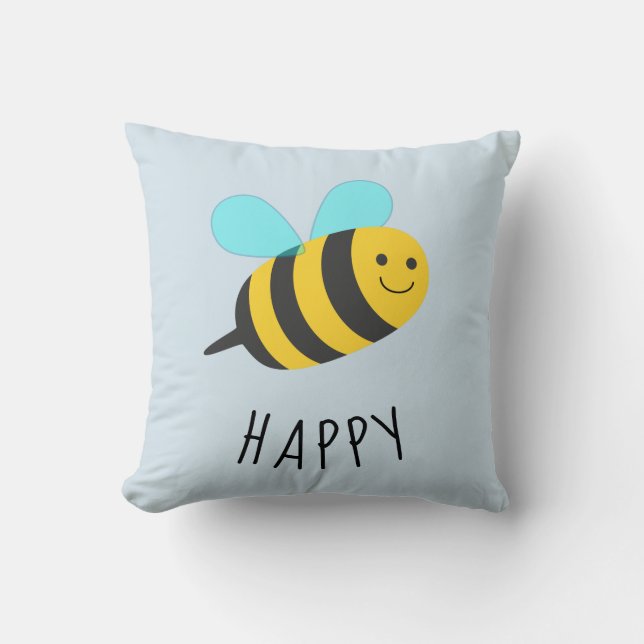 Be Happy Throw Pillow (Front)