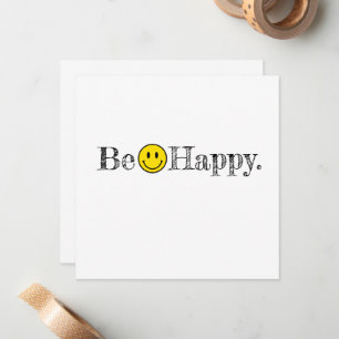 Be Happy Typography Smile Face Emoji Card