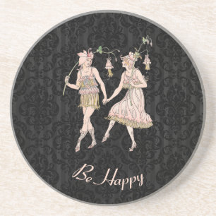 Be Happy Vintage Shakespeare's Garden Women Coaster