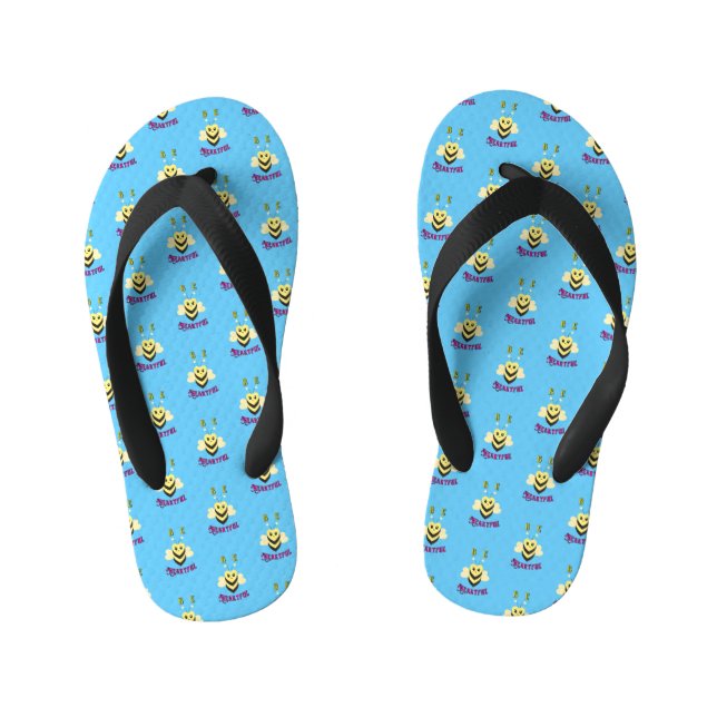 Be Heartful Day September Bee Queen Honey Heart Kid's Flip Flops (Footbed)