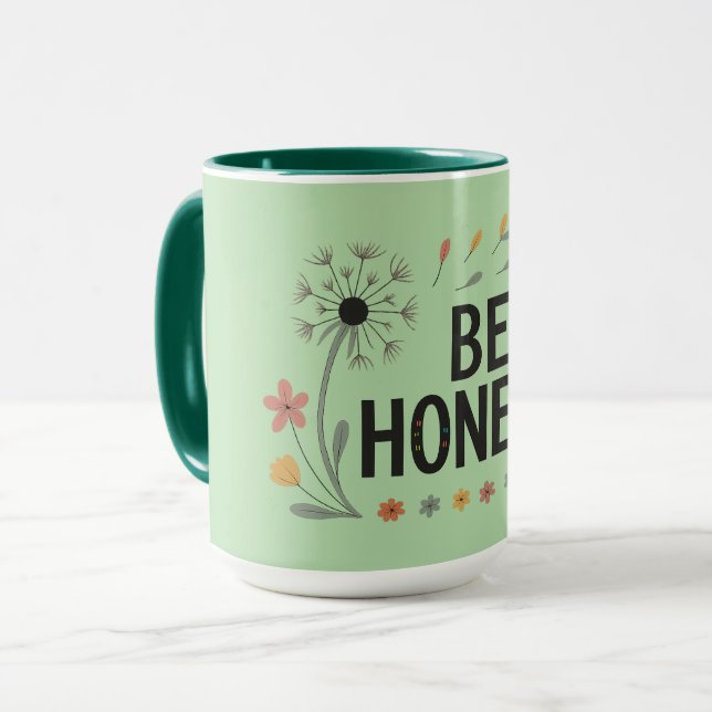 Be Honest Floral Coffee Mug | Pink Yellow Flower (Devant gauche)