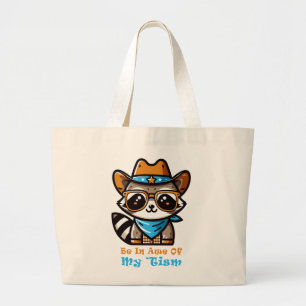 Be In Awe Of My 'Tism - Cute Raccoon Funny Autism Large Tote Bag