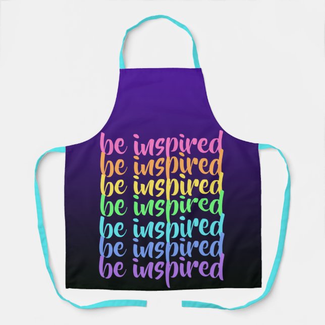 "Be Inspired" Purple Rainbow Apron (Front)