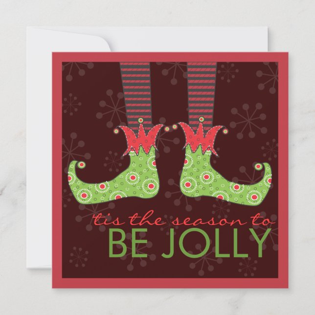 Be Jolly Fun Elf Feet Holiday Christmas Party Invitation (Front)