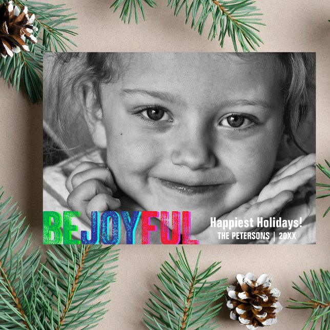 Be Joyful Colourful Holiday Letterpress Photo (Creator Uploaded)