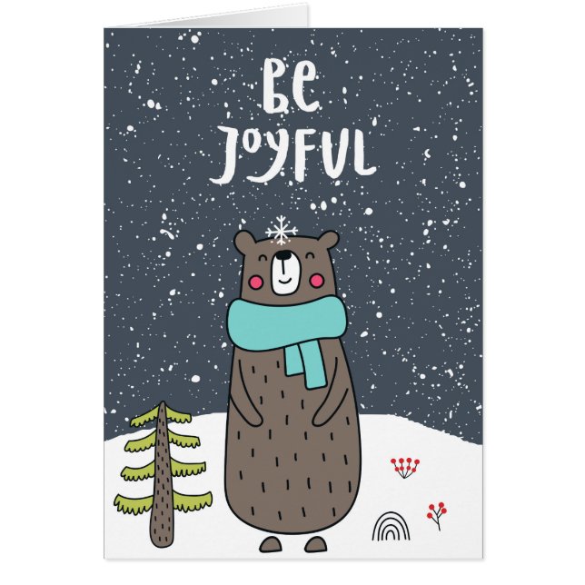 Be Joyful, Cute Bear Illustration, Christmas (Front)