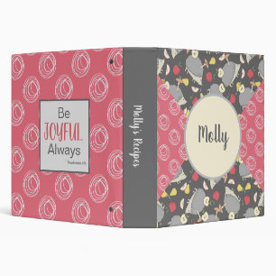 Be Joyful Hedgehog & Pink Pattern Binder