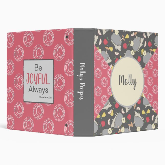 Be Joyful Hedgehog & Pink Pattern Binder (Background)