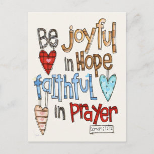 Be Joyful Primitive Font Illustrated Postcard