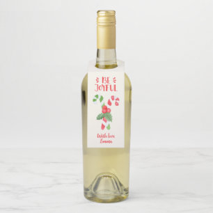 Be Joyful   Watercolor Candy Cane Christmas Bottle Tag