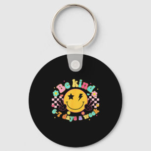 Be Kind 6-7 Days A Week Smile Face Retro Groovy  Keychain