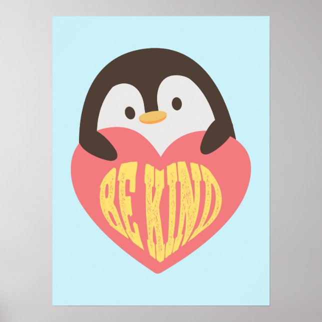 Be Kind - Adorable Penguin Poster for Kids (Front)