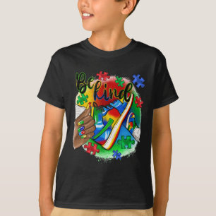 Be Kind Afro Sneaker Autism Awareness Day Support T-Shirt