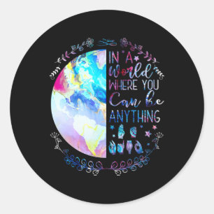 Be Kind Asl Alphabet American Sign Language Deaf A Classic Round Sticker
