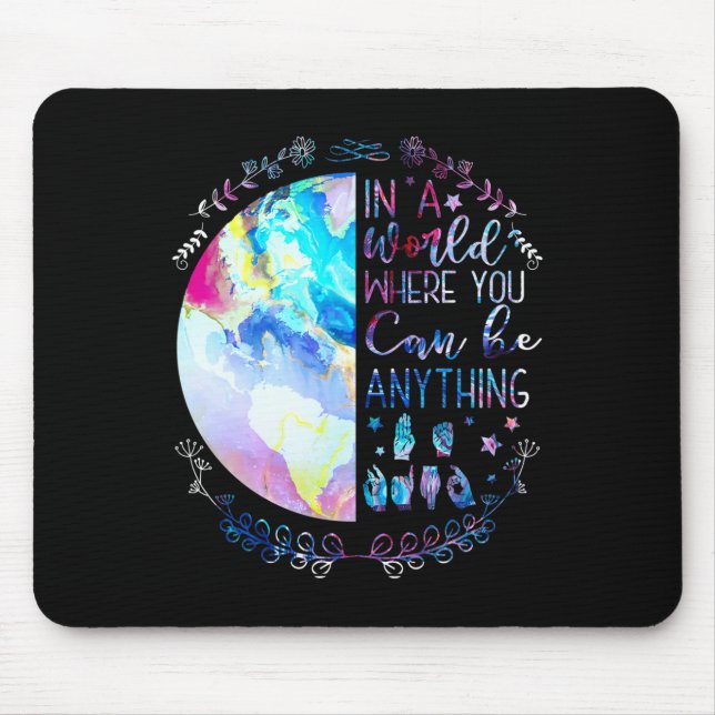 Be Kind Asl Alphabet American Sign Language Deaf A Mouse Pad (Front)