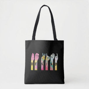 Be Kind ASL Alphabet American Sign Language Tote Bag