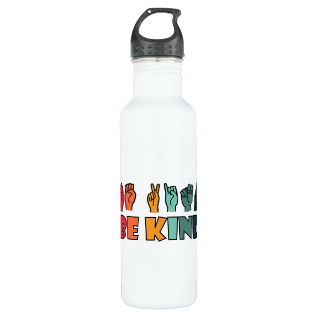 Be Kind ASL American Sign Language 710 Ml Water Bottle (Front)