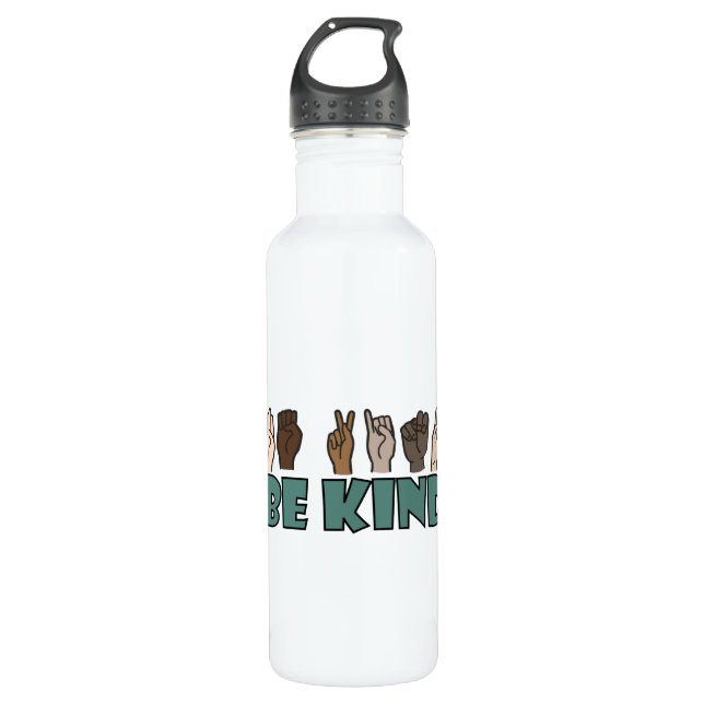 Be Kind ASL American Sign Language 710 Ml Water Bottle (Front)