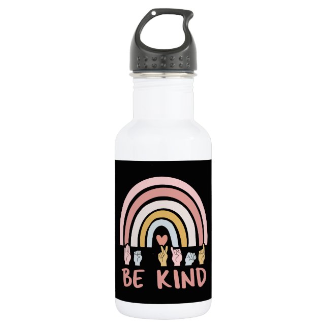 Be Kind ASL III - American Sign Language 532 Ml Water Bottle (Front)