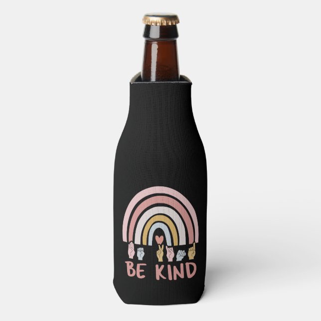 Be Kind ASL III - American Sign Language Bottle Cooler (Bottle Front)