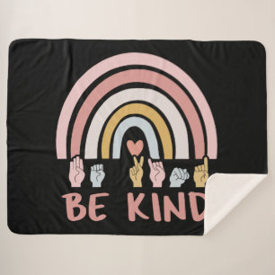 Be Kind ASL III - American Sign Language Sherpa Blanket