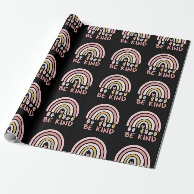 Be Kind ASL III - American Sign Language Wrapping Paper (Unrolled)