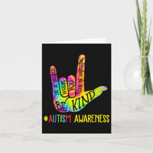 Be Kind Asl Love Sign Language Hand Autism Awarene Card